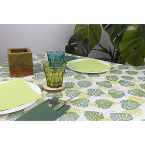 <b>White</b> 100x100cm Monstera Print <b>Tablecloth</b> Professional <b>Paper</b> Shrink-wrapped & Coded B2B - Product Image 1