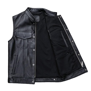 Veste en simili cuir pour homme, vente chaude, gilet en cuir pour homme, automne hiver, moto, fermeture éclair, bouton, vestes en cuir décontractées pour moto - Product Image 3