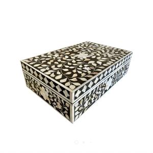 Caja de joyería hecha a mano con incrustaciones de hueso de rayas negras, joyería, decoración para el hogar de Artware indio, gama - Product Image 3