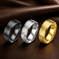 Cincin Titanium Baja Matte Custom JLM Wholesale dengan Pola Panah Terukir untuk Pria, Cincin Janji Pernikahan, Model Nyaman Dipakai