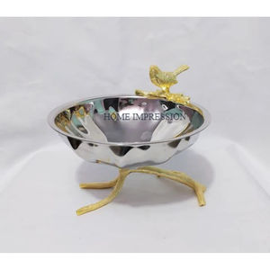 Bol à fruits fait main en acier inoxydable poli miroir fleur conception support en gros maison et cuisine bol décoratif - Product Image 3