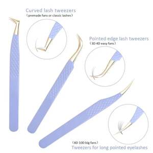 Nuevo Juego de Pinzas para Extensión de Pestañas de Acero Inoxidable con Logotipo Personalizado, Herramientas Aplicadoras de Pestañas - Product Image 3