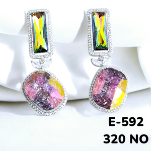 Boucles d'oreilles de créateur élégant à la mode en cristal rectangulaire ovale boucles d'oreilles pendantes en pierre vibrante fête bloc de couleur goujons de gemme boucles d'oreilles à la mode - Product Image 1