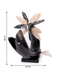 Buffalo Horn Dolphin Pair with Butterfly <b>Decorative</b> Sculpture for Elegant Home Display Unique Artisan Inspired Table Accent - Product Image 3