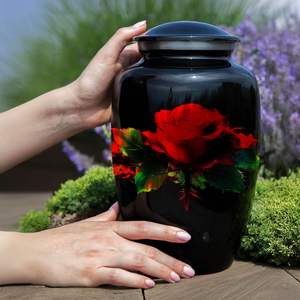 Urnas para cenizas humanas Urna de cremación de flores Funeral para cenizas para mujeres y hombres Urnas decorativas Rosa grande - Product Image 5