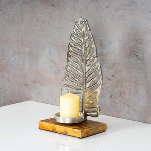 Modern Design Handmade Aluminum Leaf <b>Taper</b> <b>Candle</b> Holder with Gold Plated Glass Votive Customized Logo for Christmas - Product Image 3