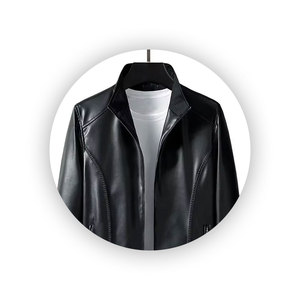 Vêtements de mode Vestes en cuir Légères Respirantes Personnalisées Couleur noire unie Qualité supérieure Vente en gros Vestes en cuir décontractées - Product Image 3