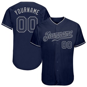 Meilleures ventes Vêtements d'équipe personnalisés Maillot de baseball authentique gris marine personnalisé - Product Image 1