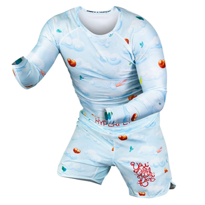 เสื้อแรชการ์ดป้องกันรังสียูวี UPF50 แขนสั้น ระบายอากาศ แห้งเร็ว เป็นมิตรกับสิ่งแวดล้อม พิมพ์ลายด้วยความร้อน โพลีเอสเตอร์/ไนลอน 220 กรัม สำหรับผู้ชาย - Product Image 3