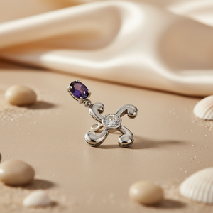 Colgante de Plata 925 con Rubí Talla Esmeralda y Oro Rosa Hecho a Mano para Mujer - Product Image 2