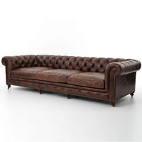 Sofá Seccional Chesterfield de Madera Maciza Blue Ocean, Convertible, Extensible, Moderno, Reclinable, de Tres Plazas, con Espuma Refrigerante y Aluminio