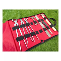 Kit de herramientas de herrador de kit de herramientas de caballo OEM personalizado de alta calidad, kit de instrumentos de 7 piezas con billetera de cuero fabricante personalizado