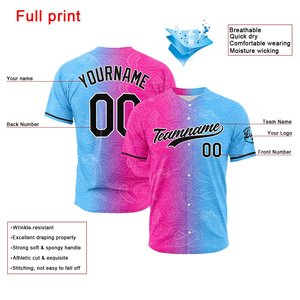 2025 Customized High Quality Quick Dry Anti-Bacterial Sublimation Print Plus Size <b>Baseball</b> Jersey Breathable Unisex Made - Product Image 2