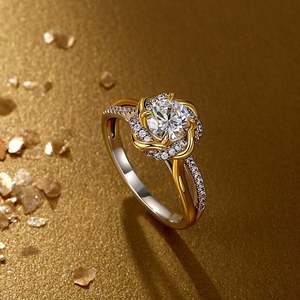 Bague de fiançailles Jeulia Two Tone Love Knot en or avec zircon rond taillé - Product Image 6