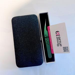 Pinzas Profesionales para Pestañas, Color Verde Oscuro, Recubrimiento en Polvo, Punta Suave, Antimagnéticas, Antiestáticas, Longitud de 10 mm - Product Image 5
