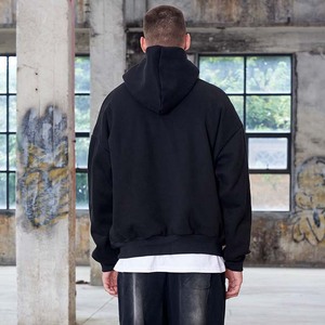 Sweatshirts à capuche pour hommes de haute qualité OEM couleur unie poids lourd Logo personnalisé imprimé surdimensionné 100% coton de base Sweatshirts à capuche d'hiver - Product Image 2