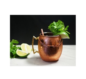 Mug en cuivre pur fait de tasses à mule de Moscou en cuivre organique ensemble de 2 tasses tasses à mule martelées antiques - Product Image 4