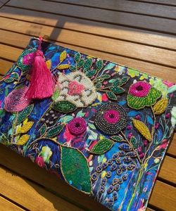 TOTE EMBROIDERY UNIQUE <b>BAGS</b> BEST Bohemian Style Embroidery Work Hand <b>Clutch</b> Purses Fancy Design <b>Pearl</b> Lining Wholesale - Product Image 5