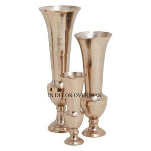 Vase de trompette en métal de qualité luxueuse plaqué or de haute qualité, décor de pièce maîtresse de mariage, de créateur de texture élégante unique - Product Image 6