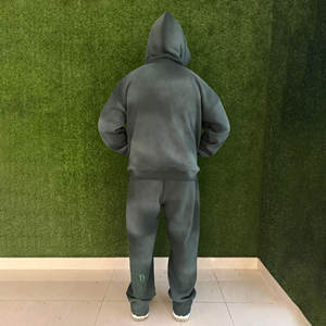 Vente chaude surdimensionné Vintage Zipper Hoodies hommes haute qualité en détresse coton mélangé sweat - Product Image 2