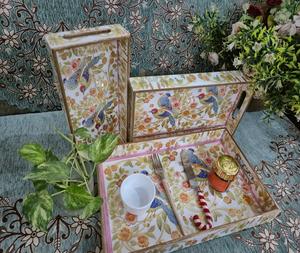 Plateau de service en bois, imprimé émail, MDF, vaisselle de table, article décoratif, taille personnalisée, meilleur plateau en bois 2 pièces à vendre - Product Image 3