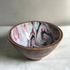 Bol en bois massif à imprimé personnalisé, en émail massif, avec cuillère, pour Fruits, avec ensemble de services - Product Image 2