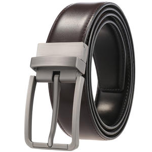 Cinturón de moda clásico de dos tonos Material de piel de vaca con patrón sólido y aleación cuadrada para hebilla Estilo formal - Product Image 4