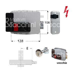 CERRADURA ELÉCTRICA apply - 12V AC para pestillo autoblocante de madera Cilindro botón interno separado Figura de la mano derecha - Product Image 1