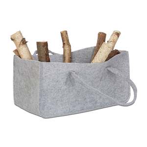 Light Grey Modern Style Felt Bag Canvas <b>Log</b> <b>Holder</b> for Carrying Firewood - Product Image 2