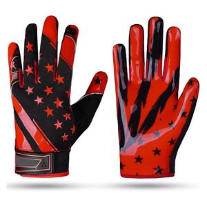 Outdoor American Football <b>Gloves</b> Full Finger Hand Grips Anti-Slip Adjustable Wrist Strap Hook Loop Closure Custom Sports <b>Gloves</b> - Product Image 1