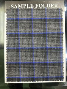 Tissu Tweed 100% Polyester en Gris Noir Bleu avec Motif à Carreaux 350gsm Anti-Boulochage Premium pour Vêtements Hommes et Femmes - Product Image 3