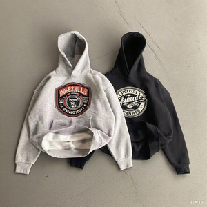 Sweat à capuche zippé uni pour homme, streetwear d'hiver, coupe classique, 100% coton molletonné, 450g, imprimé en relief, respirant, avec poche - Product Image 1