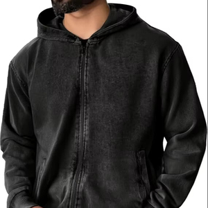 Sudadera Clásica con Cierre y Lavado Ácido, Unisex, Estilo Urbano Vintage, Oversize, Felpa de Algodón de Primera Calidad, Corte Regular, Estilo Otoñal - Product Image 1