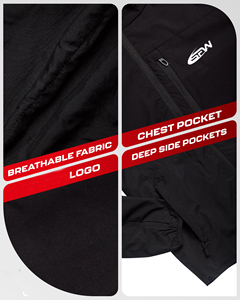 Veste Softshell pour homme, légère, d'hiver, pour la course à pied, l'entraînement, fermeture éclair, imperméable, coupe-vent, col montant, broderie - Product Image 3