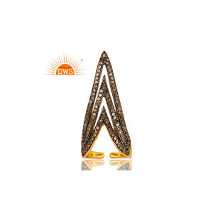 Superventas de plata de ley chapado en oro de 18 quilates, juego de diamantes naturales, anillo de diseño de uñas, fabricante de joyería fina Demi - Product Image 2