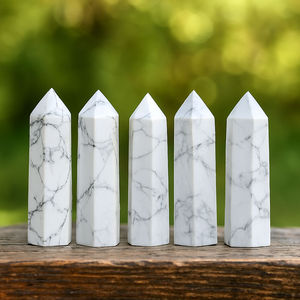 Tự Nhiên Howlite Tháp 2-4 Inch Đánh Bóng Tinh Thể Màu Trắng Điểm Chữa Bệnh Năng Lượng Đá Số Lượng Lớn Bán Buôn Pha Lê Cây Đũa Phép Lỏng Đá Quý - Product Image 2