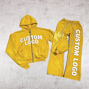 100% algodón logotipo personalizado peso pesado polar Streetwear alta calidad Zip up chándal Jogging conjunto Unisex chándal para hombres - Product Image 2