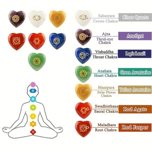 7pcs/<b>Set</b> Seven Chakra Love Heart Shape Reiki Stones Gems Suit <b>Crystal</b> Energy Stones Lapidary Meditation Stones Crafts Yoga - Product Image 3