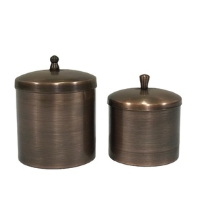 Set of 2 Metal Iron Candle <b>Jar</b> With Lid Best Sales Christmas and Home Decoration Candle Making <b>Jar</b> - Product Image 1