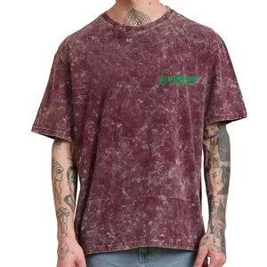 T-shirts surdimensionnés pour hommes en coton épais de haute qualité, imprimés numériquement sur mesure, délavés à l'acide, respirants, avec logo frontal, col rond, écologiques - Product Image 4