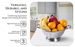 Passoire et égouttoir multifonction en acier inoxydable, compatible lave-vaisselle, écologique, sûr pour les aliments, pour le lavage des fruits et légumes - Product Image 4