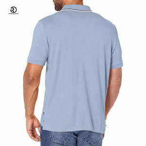 Polo de talla cómoda para hombre con logotipo personalizado 100% algodón para hombre, Polo de manga corta con cuello de doble punta de ajuste clásico para hombre - Product Image 3