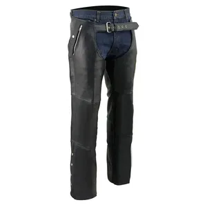 Pantalones de Motocicleta de Cuero Negro para Hombre - Product Image 1