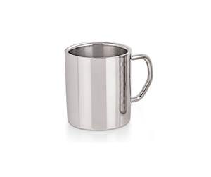 Vaso de Oficina Clásico Cilíndrico de Acero Inoxidable de Doble Pared de 300 ml, Ecológico, con Asa, Acabado Espejo, Aislamiento Térmico Resistente - Product Image 3