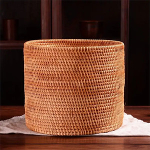 Ensemble fait à la main de 3 paniers de rangement tissés en rotin rond boîtes d'organisation durables avec décor à la maison Style Super vente du Vietnam - Product Image 4