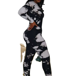 ชุดบอดี้สูทแขนกุดสำหรับผู้หญิงมีซิปด้านหน้าสำหรับเล่นโยคะฟิตเนสจั๊มสูทแขนยาวสีดำ - Product Image 2