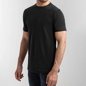 Camiseta de Hombre Lisa de Algodón 100% con Logotipo Personalizado al por Mayor, Camisetas Negras Casuales para Hombre a Bajo Precio - Product Image 3