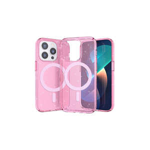 Coque transparente brillante de luxe Netzy SAFA Allstar pour iPhone 14 Pro compatible MagSafe - Rose Vivo One Plus Nord Silicone TPU - Product Image 1