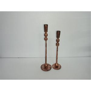 Bougeoir en métal fin de style nordique |   Support conique à tête unique, finition or rose/bronze |   Centre de table élégant pour salle à manger - Product Image 4