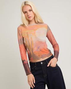 Top Corto de Malla con Media Manga, Estampado Ecológico, Estilo Urbano, Ajuste Holgado, para Verano - Product Image 5